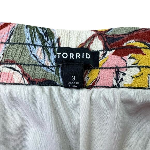 Torrid Plus Maxi Crinkle Gauze Hi-Low Pull On Colorful Floral Midi Maxi Skirt - Picture 10 of 12